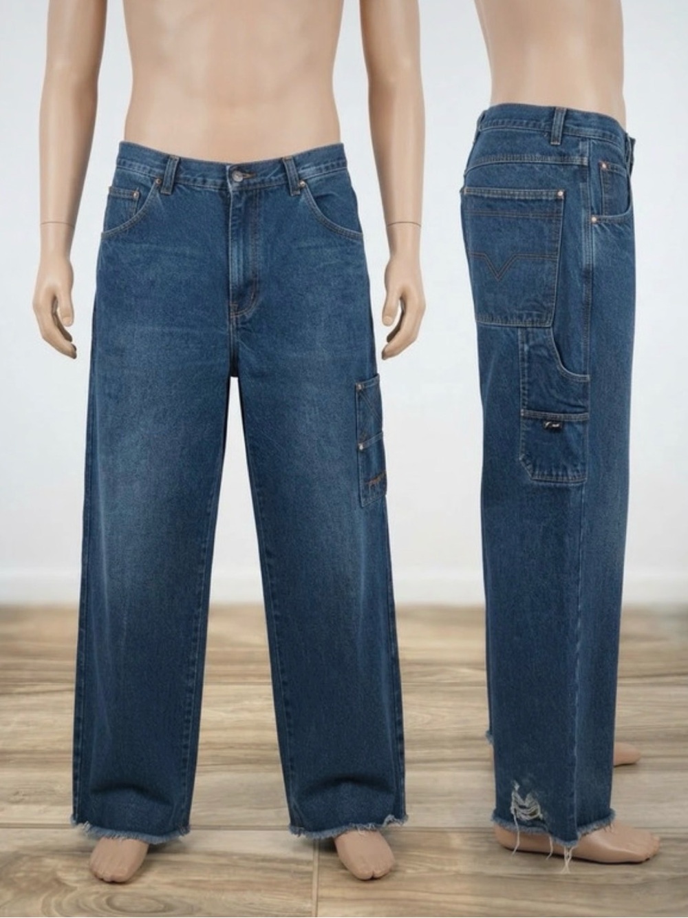 Freeze Men's Relaxed Carpenter Jeans in Blue Denim